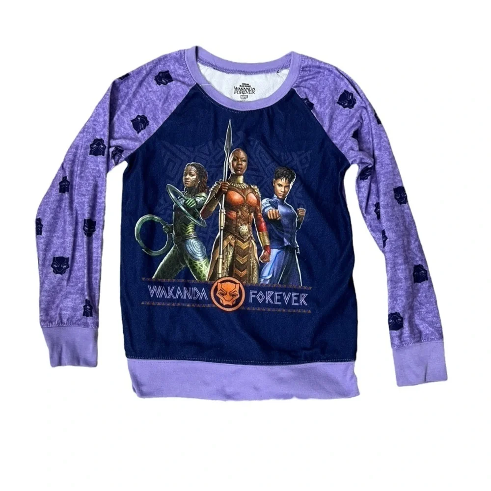 Marvel Black Panther Wakanda Forever Purple Pajama Set - Size Large (10/12)